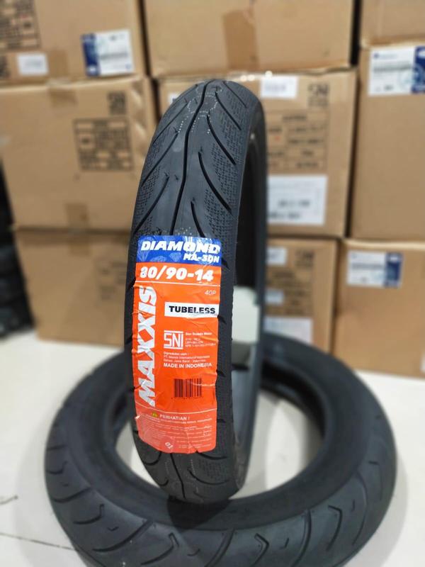 Paket Ban Motor Matic ring 14  Maxxis Diamond 80/90-14 dan 90/90-14 Tubeless Gratis Pentil 4
