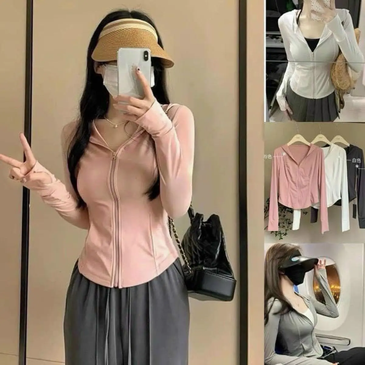 Áo Chống Nắng Nữ, Áo Nắng Nữ, Áo Khoác Chống Nắng Chống Tia Cực Tím UPF 50+ Chất Lụa Băng Ôm Body Co Giãn