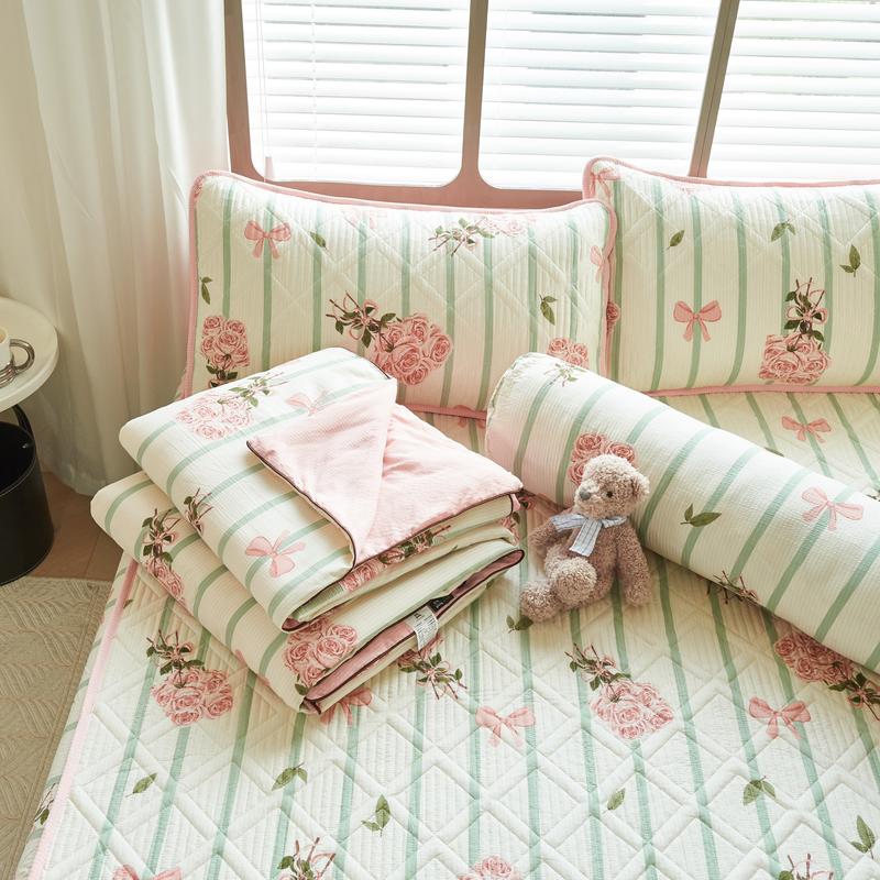 [Giá tốt] Bộ Chăn Ga Gối Cotton Đũi Chần Bông Luxhome_Việt Nam 5 Món Đũi Họa Tiết In Hoa Đẹp Mắt thoáng khí Thân thiện với làn da giặt máy mềm mại bộ chăn ga gối đệm giặt máy king dệt phẳng làm mát ga  gối đồng tiền đỏ thoáng khí