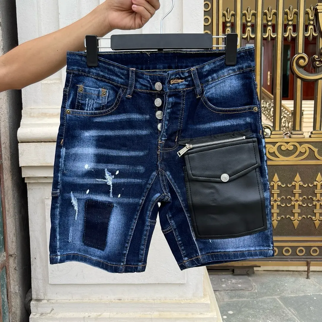 Quần jeans short nam biker loại 1 túi da TV4054 ( ảnh thật tự chụp, được xem hàng )
