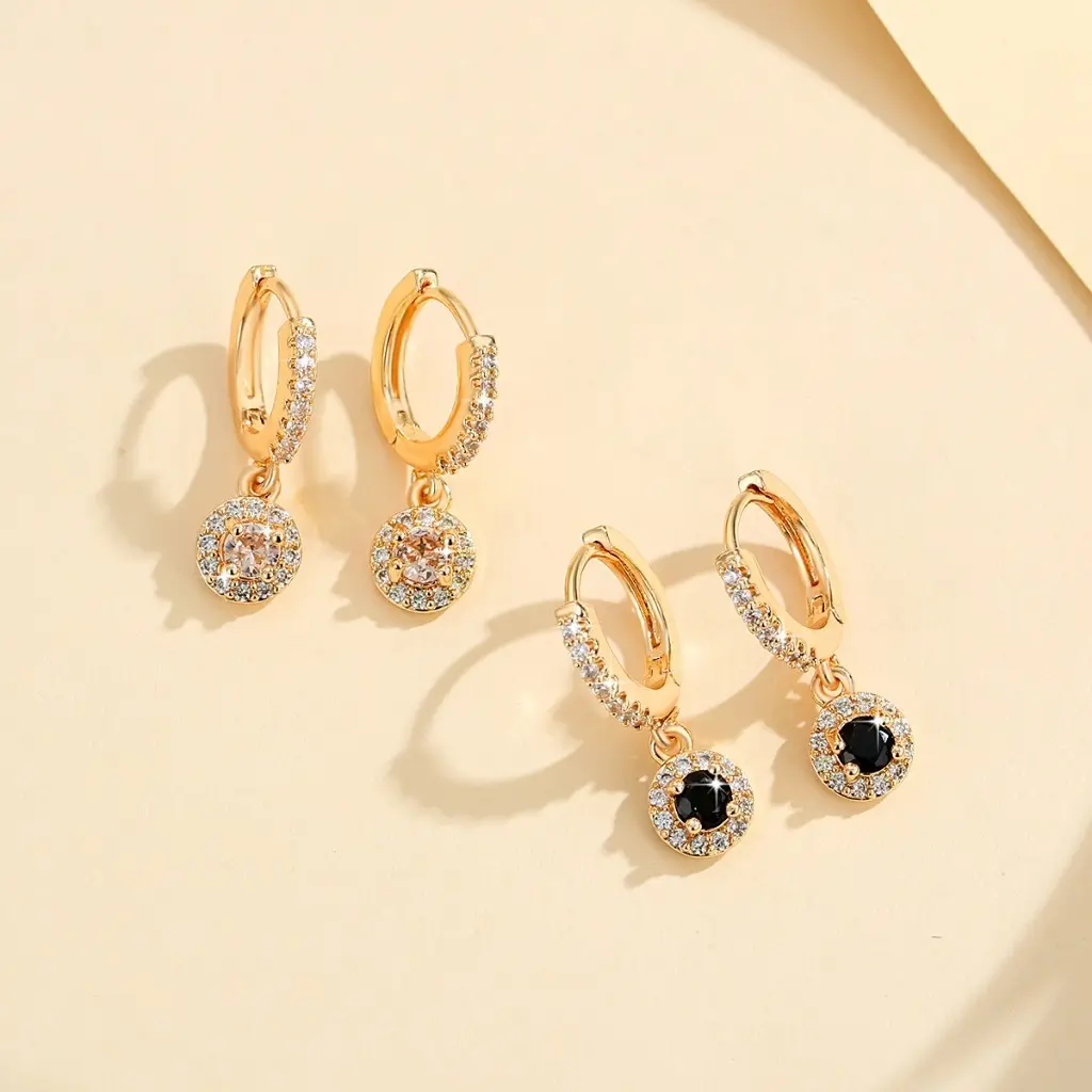 LM312 [COD]Anting Hoop Berlian Liontin Fashion Wanita Lapis Emas Perhiasan Anting  Titanium