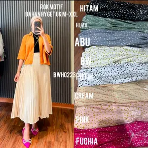 Rok Plisket Panjang Bawahan Wanita Muslim Motif Bintik