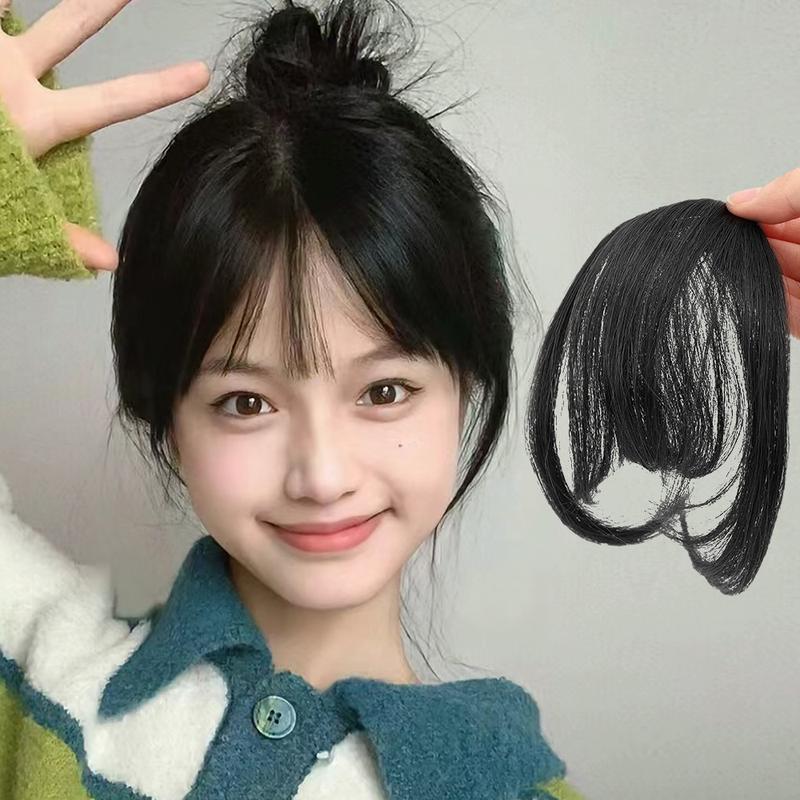 Product Introduction of Women Girls Fake Air Bangs Hair Styling Tools French Synthetic Hair Fringes Wigs Invisible Hair Clips in Bangs Looking Natural Hairpieces Extensions Hair Accessories 12