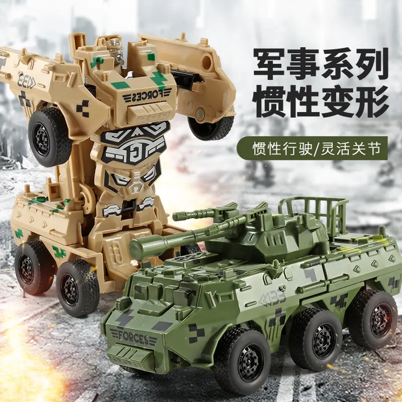 Collision-Transform Military Armored Tank - Inertia One-Button Transform Robot, Stylish Military-Style Armored Vehicle Model, Kids Toy, Perfect for Boys and Girls