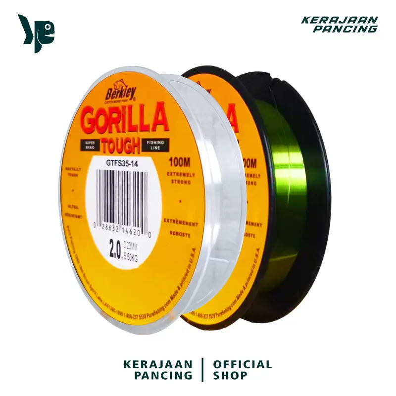 KP- Senar Pancing Berkley Gorilla Tough 100m 2Warna Bahan Nilon Alat Joran Reel 0