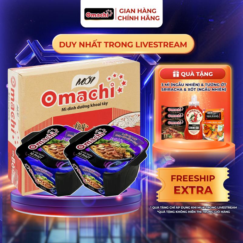 Combo 2 lẩu tự sôi bắp bò riêu cua + 1 Thùng Mì dinh dưỡng khoai tây Omachi xốt Bò hầm 30gói x 80gr