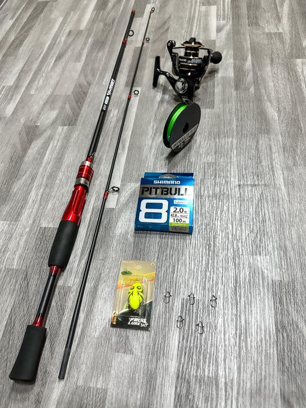 Combo Cần câu Lure  DYAWA & máy AC 2000Tặng Kèm  Dây PE x8 & Nhái Hơi *  khoá link snap
