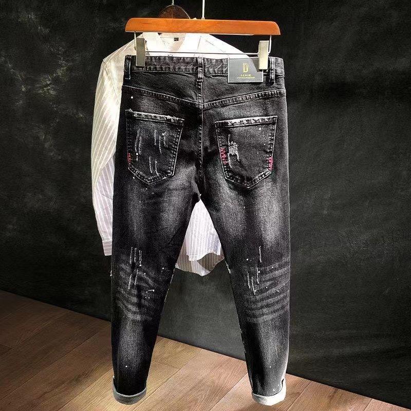 Quần Dài Jean Thương Hiệu Thời Trang Phong Cách Hàn Quốc, Dành Cho Nam Giới, Bộ Sưu Tập Thu Đông, Hàng Mới Về, Dễ Phối Đồ, Hợp Xu hướng, Mỏng Vừa Vặn, Rách, Cổ Điển Đặc Biệt, Quần Thường Ngày 1