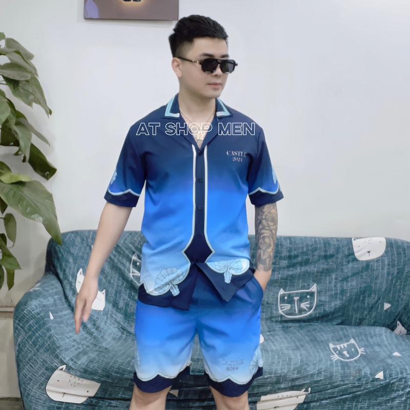 Bộ Quần Áo Nam Hoạ Tiết PaRis có thể giặt máy áo đũi xước be