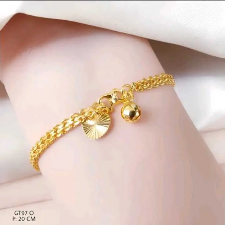 GELANG TANGAN TITANIUM ANTI KARAT MOTIF NORI IMPORT BERLAPIS EMAS GOLD TIDAK MUDAH LUNTUR COD 5