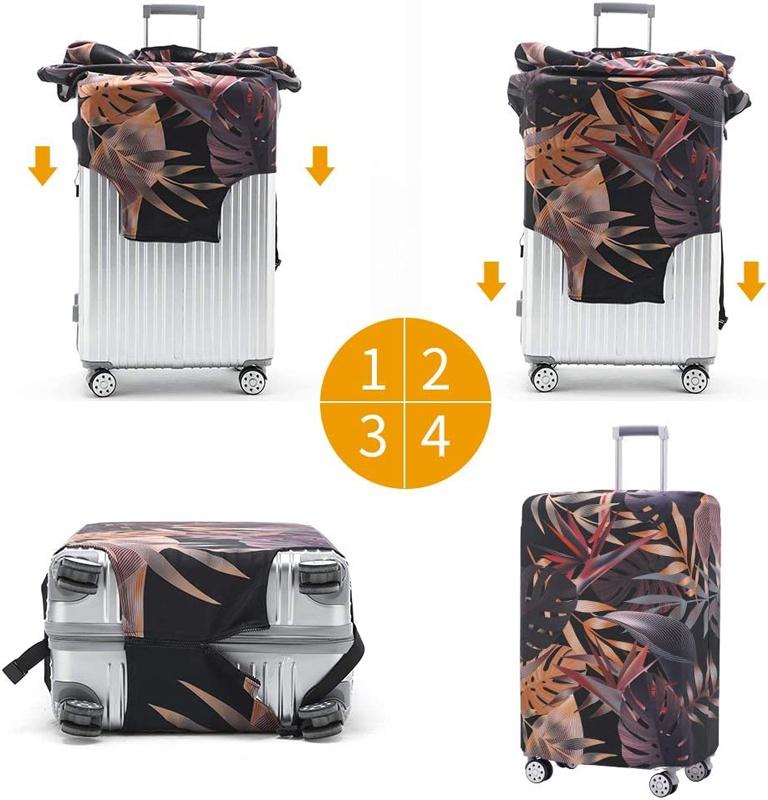 Product Introduction of Vỏ Vali Du Lịch, Thiết Kế Họa Tiết Cần Cẩu Vương Miện Đỏ Với Cây Và Hoa, Vỏ Ốp Đàn Hồi, Thích Hợp Cho Túi Xách 18-32 Inch, Vỏ Chống Bụi Hành Lý, Phụ Kiện Du Lịch Nữ Len Kem 23