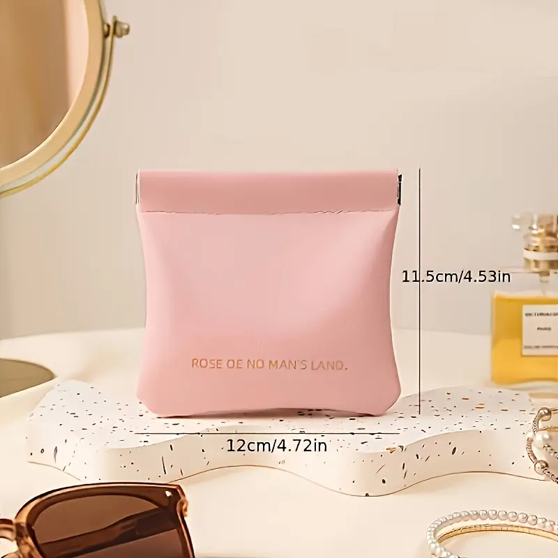 Fashion Mini Organizer Bags - Automatic Closure, Multi-Functional for Earphones, Lipstick, Sanitary, and Coins - Waterproof, Lightweight, Coffee Brown, Mint Green, Cream, Pink, Black Options Available
