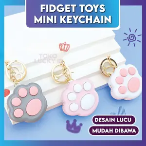 Gantungan Kunci Fidget Mini 5 cm Music Cahaya Cat Paw Mainan Anak Keychain Ganci