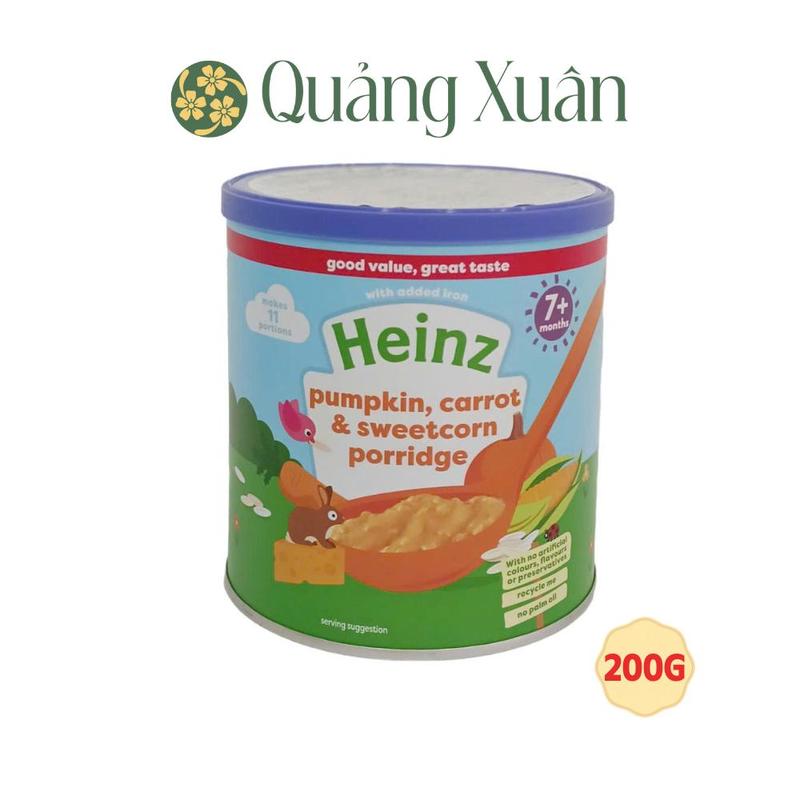 Cháo bí đỏ, cà rốt và bắp ngọt/Mì Ý Rau Củ Phô Mai/CHÁO NGŨ CỐC SÚP LƠ, BÔNG CẢI, PHÔ MAI Heinz 200g 1