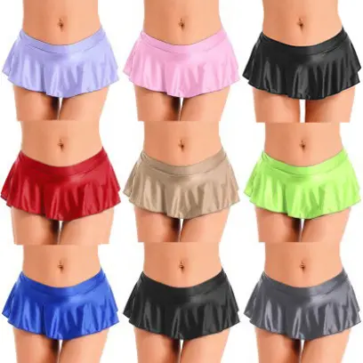 Chân Váy Mini Xếp Ly, DPois, Cạp Thấp, Dành Cho Nữ, Phong Cách Câu Lạc Bộ, Thiết Kế Sáng Bóng, Xếp Ly, Thích Hợp Cho Trang Phục Lót, Phong Cách Nữ Sinh Women Voi