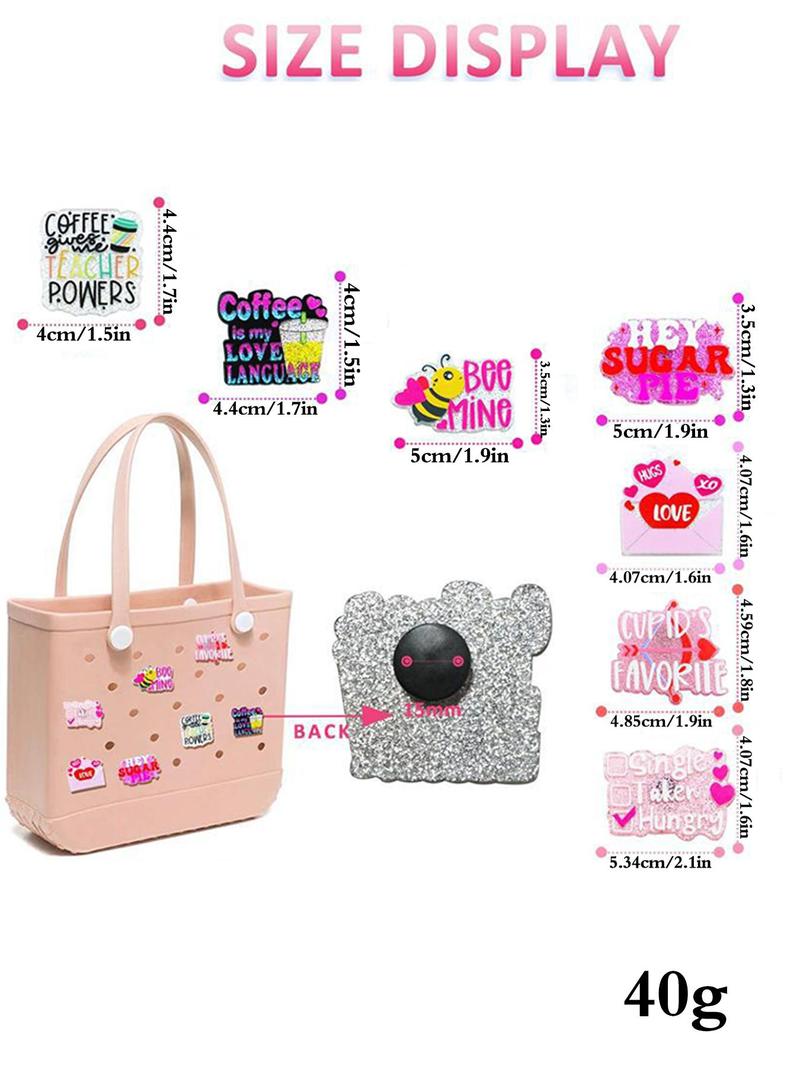 Product Introduction of Cute Letter Pattern Bag Charm, Fashionable Bag Decoration for Beach Bag, Bag Decoration for Women & Girls, Bag Accessories for Beach Bag 1