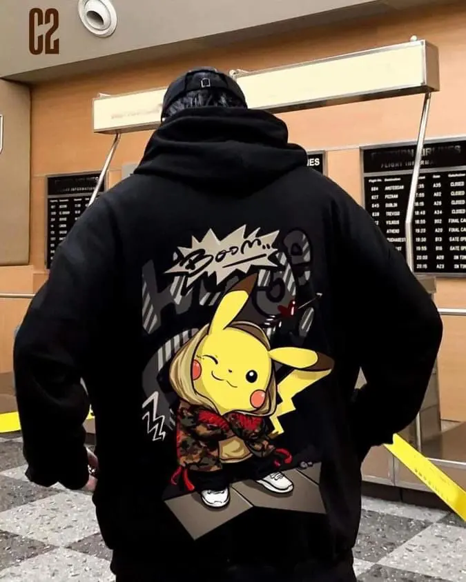 ÁO HOODIE UNSEX NAM NỮ pikachu boom Menswear Tay Dài