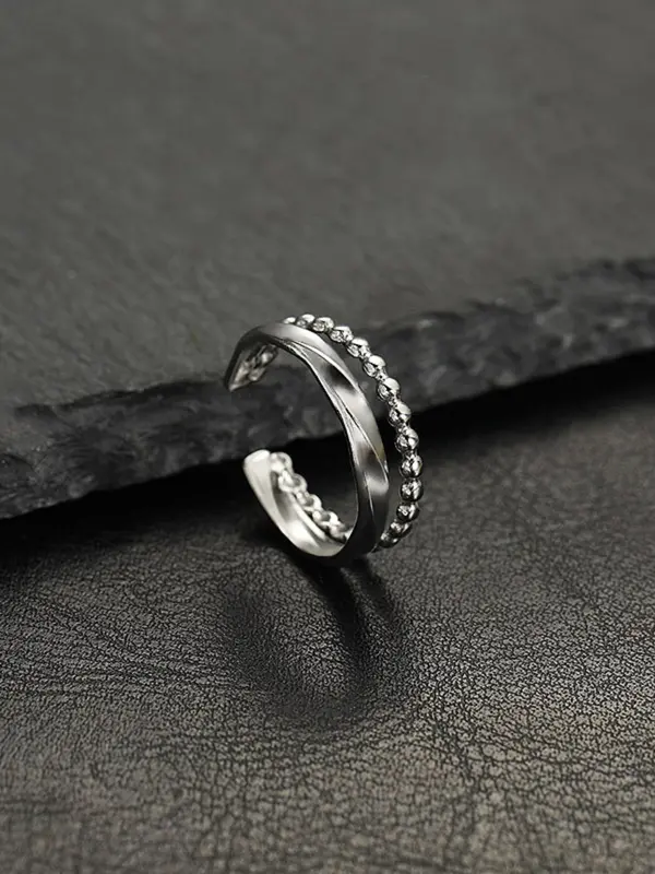 Punk Style Leaf Design Cuff Ring, Adjustable Open Ring, Fashion Accessories for Women & Men, Trendy All-match & Exquisite Jewelry for Birthday Gift 4