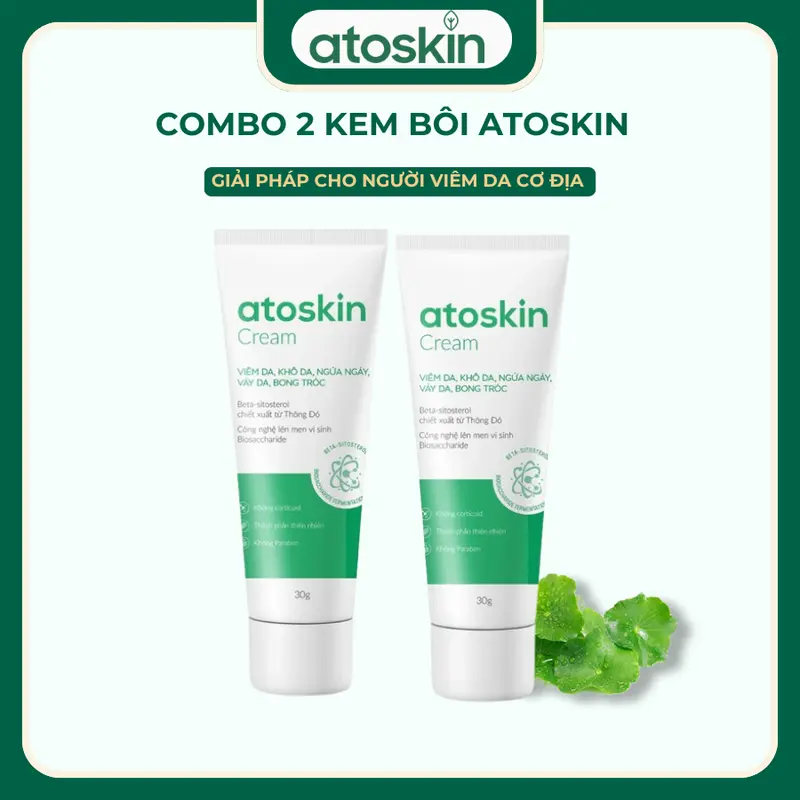 (Combo 2) - Kem Dưỡng Atoskin 30g Hỗ Trợ Giúp làm dịu da khi bị: Viêm da, ngứa ngáy, khô da, vảy da, bong tróc 50g 0