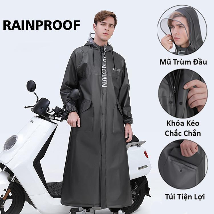 Áo Mưa Thời Trang Unisex Vải PVC Cao Cấp ( Áo Mưa Dây Kéo Có Mũ Trùm Đầu Chống Nước Thấm Áo Khoác Đi Mưa Thời Thượng )