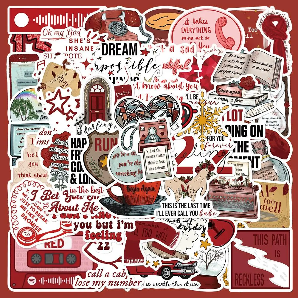 Music & Daily Life Themed Sticker, 50pcs/set Waterproof Self Adhesive Decor Paper with Storage Box, Decor Sticker for Gift Greeting Card Water Bottle Laptop Phone