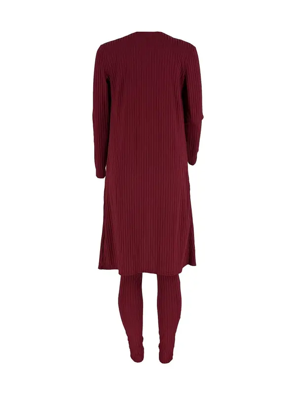 Women's Plain Long Sleeve Open Front Cardigan & Tie Front Leggings & Sleeveless Cropped Top Set, Casual Chic Elegant Fashion Cozy Breathable Women's Lounge Outfits for Fall, Ladies Fall Co-ord Sets, Womenswear, Clothes 8