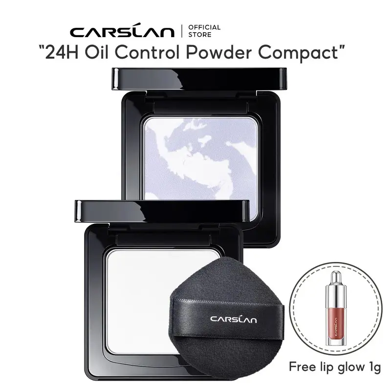 Serbuk Tekan Muka Kekal Pusam, CARSLAN, Padat, Tahan Lama 24J, Kawalan Minyak, Kemasan Lutsinar, Bedak Tetapan Longgar, Untuk Solekan Muka Powder Makeup