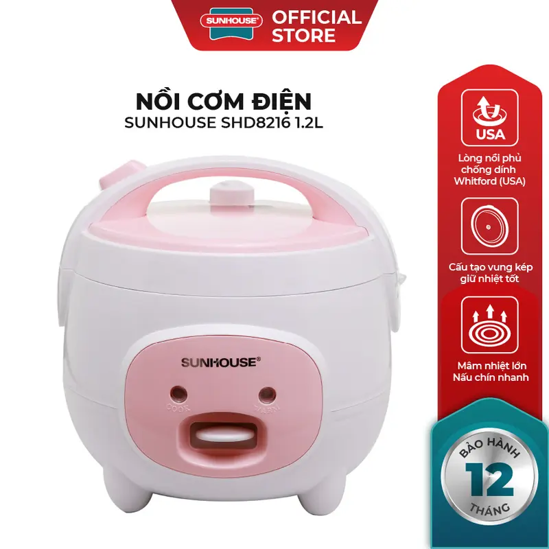 Nồi cơm điện mini SUNHOUSE 1.2L SHD8217W 0