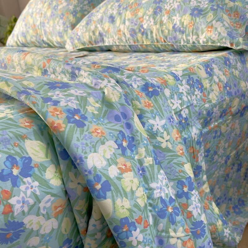 Product Introduction of Exported to UK Original Order 100% Pure Cotton Active Print Quilt Cover Four-Piece Set Single Double Duvet Cover Bed Sheets Pastoral Cotton 38