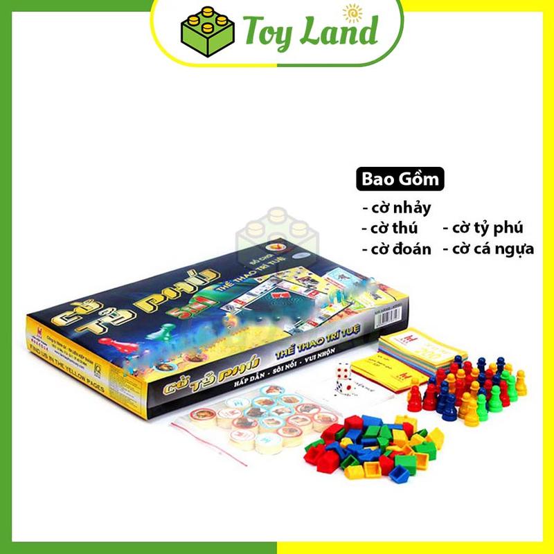 [L.HT] Cờ Tỷ Phú 5in1 Size Lớn Nhất Bộ Cờ Tỉ Phú 5 in 1 Đồ Chơi Trí Tuệ Trẻ Em Giải Trí