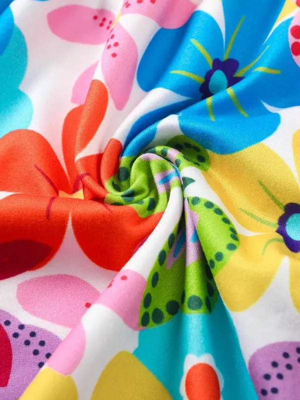Girl's Floral Print Dress, Casual Round Neck Dress for Summer, Kids Clothes for Daily Wear 7