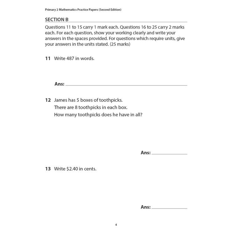 Product Introduction of Original Product Primary 2 Mathematics Practice Papers (Second Edition) / Primary 2 Maths / Lower Primary / Assessment Book 6