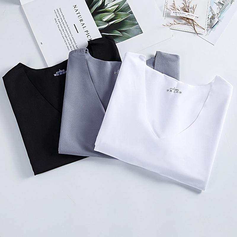 Áo Vest Nam, Không Tay, Cổ Chữ V, Nhanh Khô, Làm Bằng Lụa Lạnh Áo Vest Áo Ba Lỗ, Thích Hợp Mặc Hàng Ngày 5