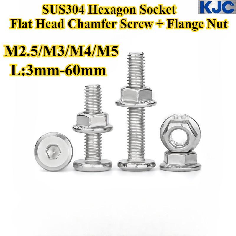 Skru Chamfer Kepala Rata Soket Heksagon, SUS304, Set Dua Keping dengan ...
