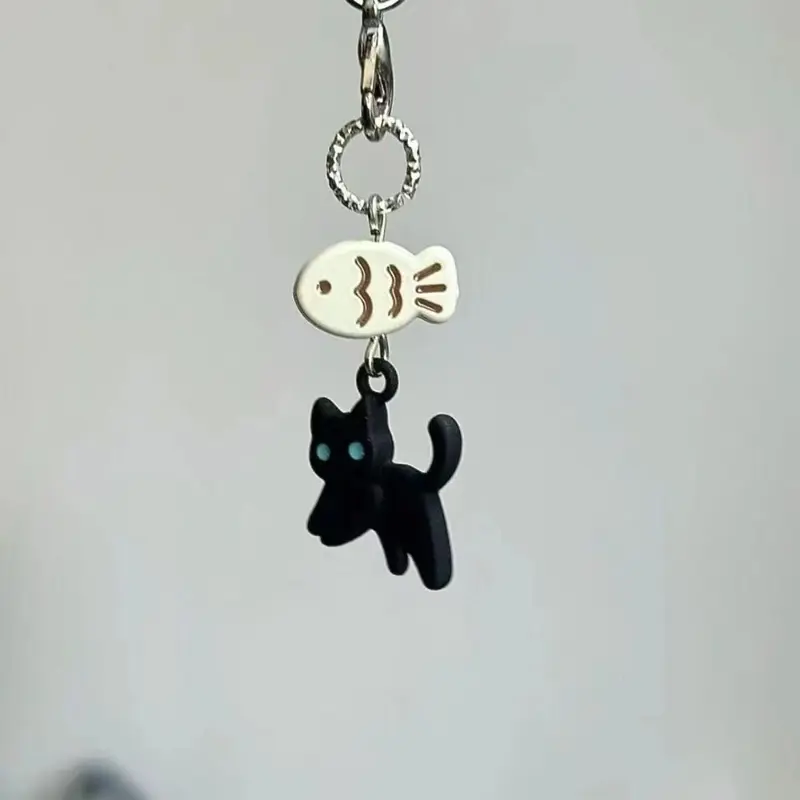 Charm Điện Thoại Mèo Đen, Phong Cách Kawaii, Thủ Công, Phong Cách Y2K, Phụ Kiện Móc Chìa Khóa, Dây Đeo Điện Thoại Di Động Dây Đeo Máy Ảnh CCD 2
