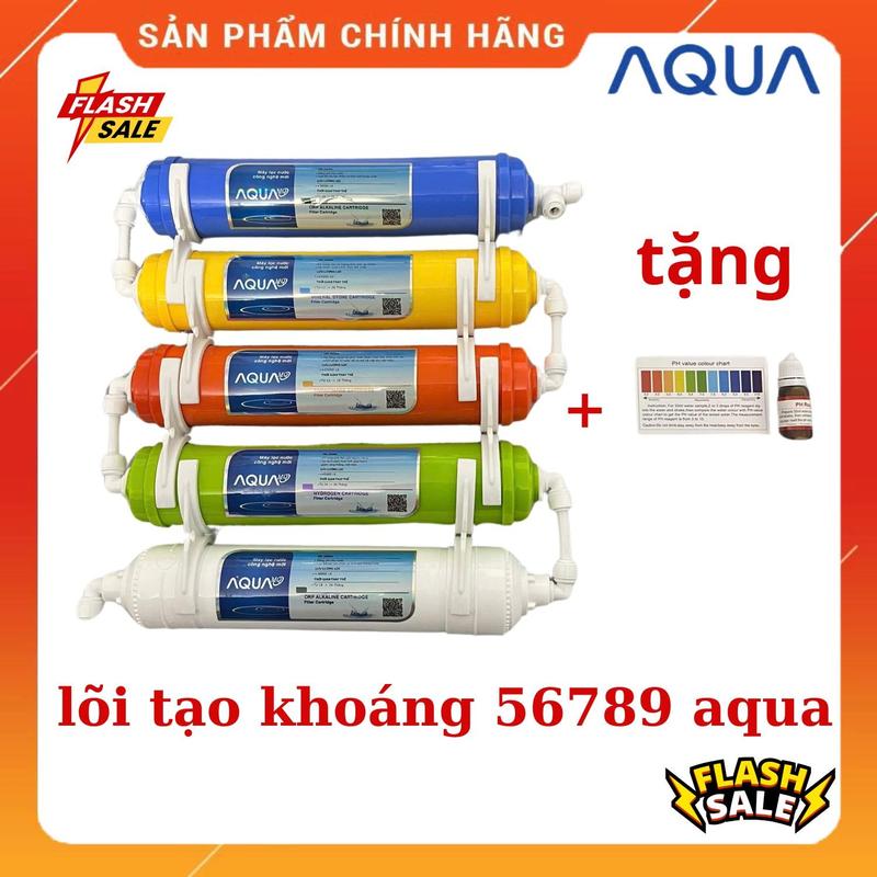 Bộ lõi tạo khoáng 56789 AQUA cho máy lọc nước - Tặng kèm chai đo độ pH