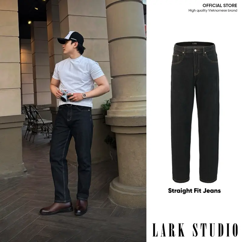 Quần jeans ống suông đứng nam Straight Fit jeans by Lark Studio L014A, form thoải mái, dễ mặc dễ phối đồ
