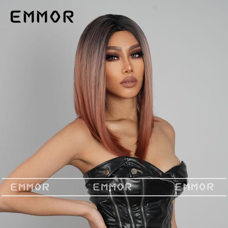 Product Introduction of New European and American Style Wig Medium Gradient Red Brown Long Straight Hair Full-Head Wig for Women 3