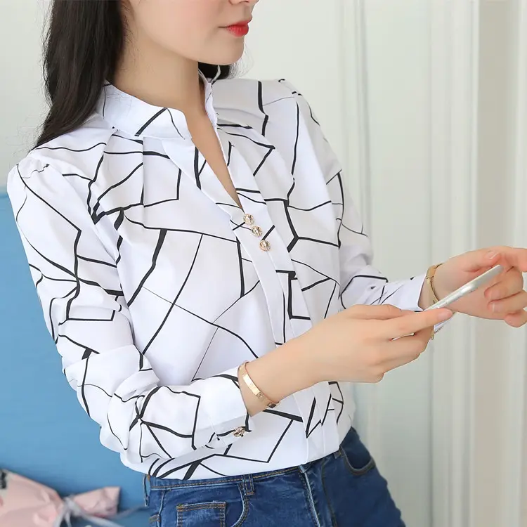 Áo Sơ Mi Dài Tay Sọc Thường Ngày Thanh Lịch, Dáng Rộng Vừa Vặn, Màu Trắng, Cổ Chân Đế Áo Chui Đầu Nữ, Hàng Mới Về Mùa Xuân Và Mùa Thu 2024