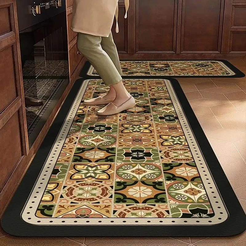 2025 [2408 Repurchases] Kitchen-Specific Floor Mat Water-Absorbing Oil-Absorbing Mat Doorway Dirt-Resistant Foot Mat Wipeable No-Wash Long Strip Floor Mat floor  mat kitchen  mat rug