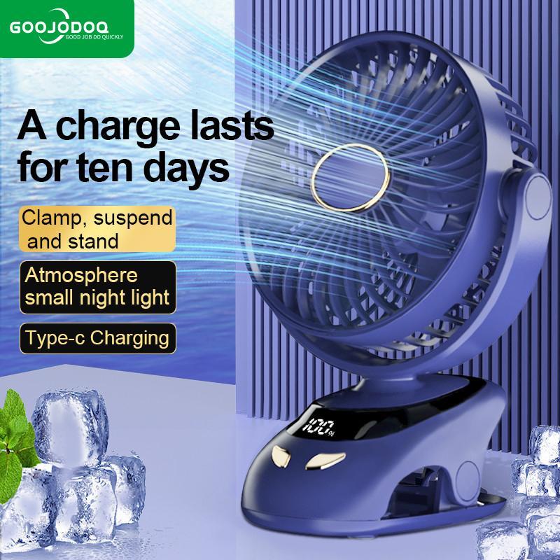 GOOJODOQ mới usb kẹp quạt mini sạc di động quạt nhỏ máy tính để bàn ký túc xá sinh viên tắt tiếng quạt điện nhỏ Fan QuạT