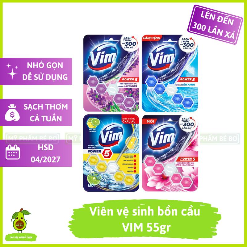 Viên Treo Vệ Sinh Bồn Cầu Vim Power 55gr - Viên vệ sinh toilet hương lavender diệt khuẩn ngăn mùi