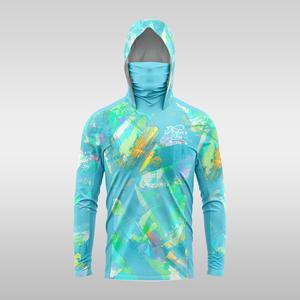 เสื้อตกปลาแขนยาวสำหรับผู้ชาย, เสื้อฮู้ดกันแดด, พร้อมมาส์กหน้า, ชุดตกปลาแบบออลอินวัน, เหมาะสำหรับการตกปลา, ล่าสัตว์, แคมป์ปิ้งและตกปลา, เสื้อยืด, UPF, เสื้อตกปลา เสื้อ  ตก  ปลา  แขน  ยาว