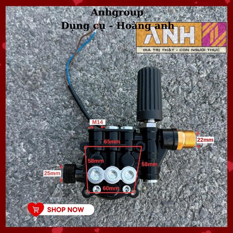 ￼Đầu bơm máy rửa xe gia đình, đầu bơm áp lực ( ĐẦU BƠM CÓ CHỈNH ÁP KÈM RƠ LE ĐIỆN )