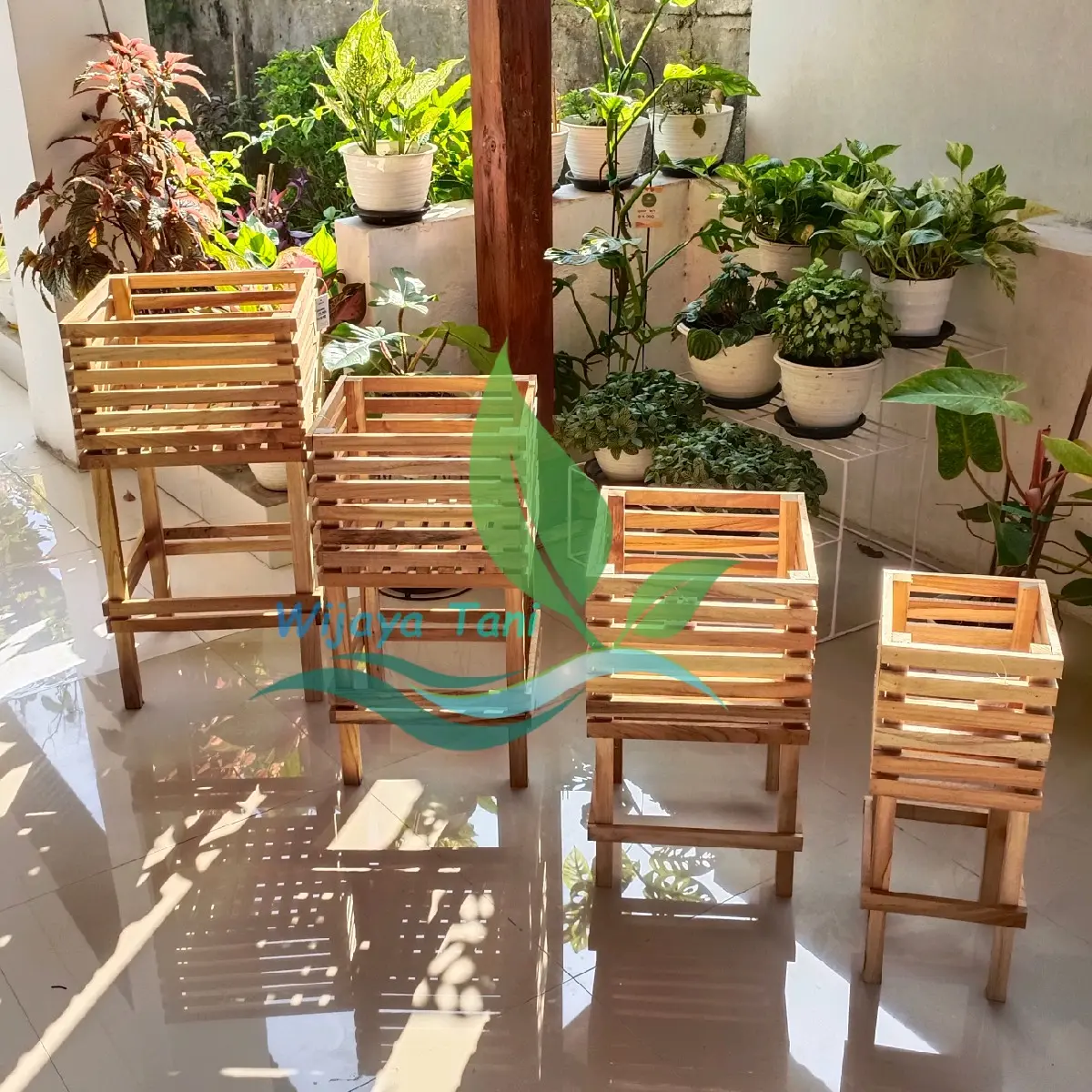 Pot Anggrek | 30x30x50| Pot Kayu Jati Oven | Rak Anggrek Kayu Jati