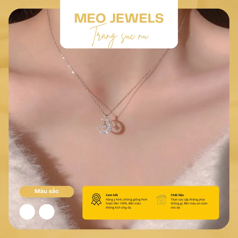 Dây chuyền hình mặt trăng MEO JEWELS, Không phai không gỉ nữ