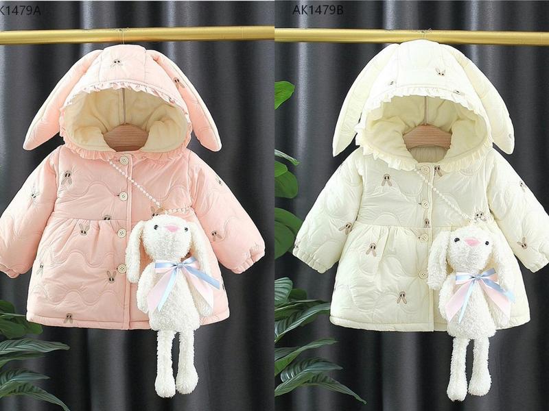 AK1479 - Áo Khoác Tai Thỏ Kèm Thỏ Bông Cho Bé Gái Cân Nặng Từ 9-19kg ĐL