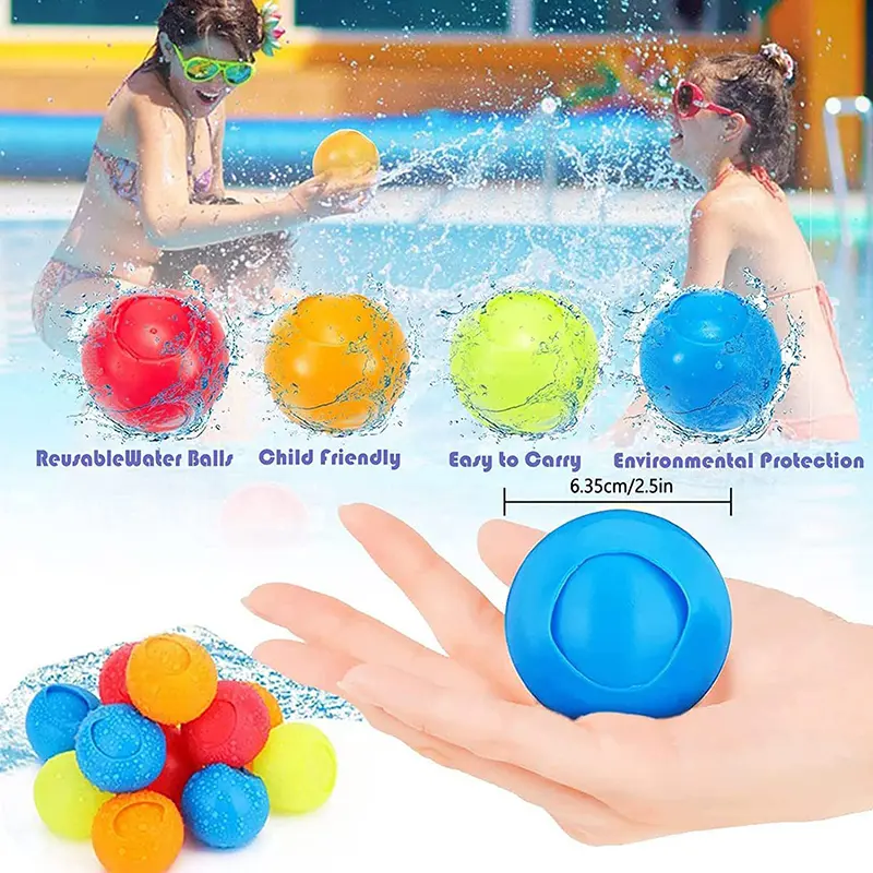 4 Reusable Water Balloons, Quick Fill Water Balloons For Kids Pool Beach Backyard Fun Water Play Games, Mixed Colors Songkran Water Balls - 4Pcs