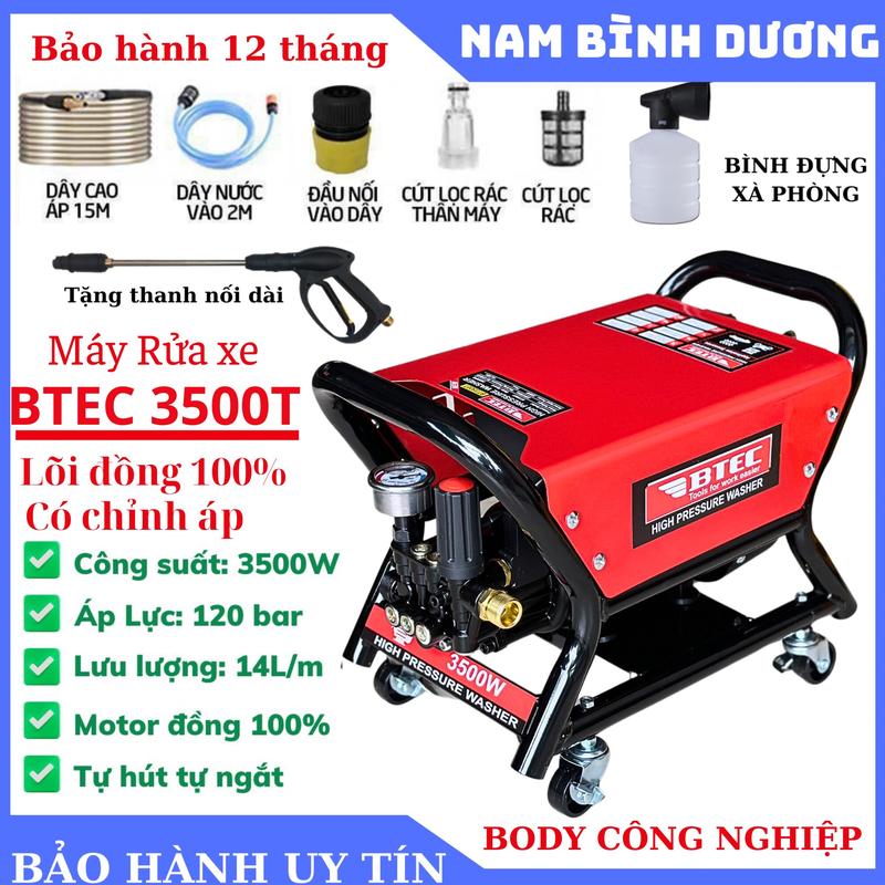 Máy rửa xe cao áp 3500w BTEC lõi đồng 100% có bốn bánh xe di chuyển tiện lợi Lau Xe máy  rửa máy  rửa máy  nén  rửa  xe máy  rửa  xe  tự  động máy  rửa  xe  toàn  phát