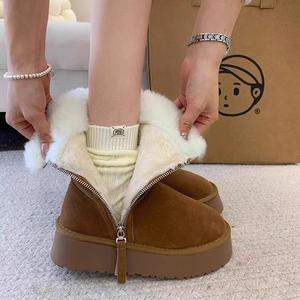 おしゃれな厚い底、暖かいかく、防水性があり、着丈を伸びるばす、多目的なサイドジッパー払いきミッドカーフブーツ